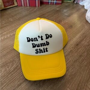 Yellow and White Trucker Hat with Bold Text